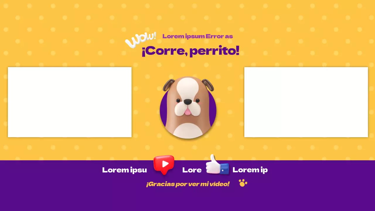 Ilustración en 3D de un canal de perro amarillo y morado
