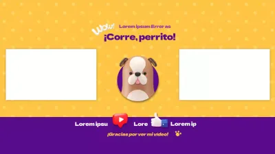 Ilustración en 3D de un canal de perro amarillo y morado