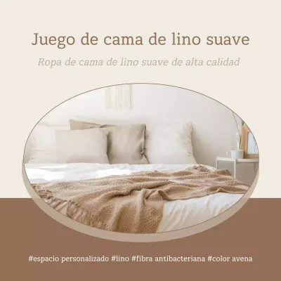 Juego de cama de lino suave beige Espacio personal emocional Material de lino Fibra antibacteriana