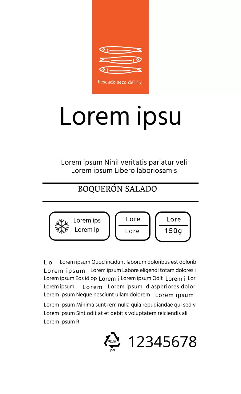 Etiqueta de declaración simple de marisco de líneas blancas