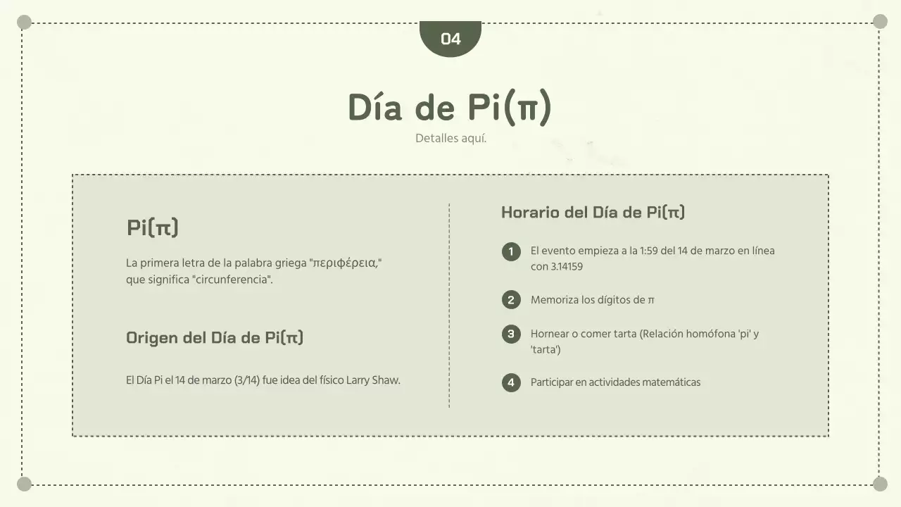 Conceptos de geometría simple verde Circunferencia y día de la tarta