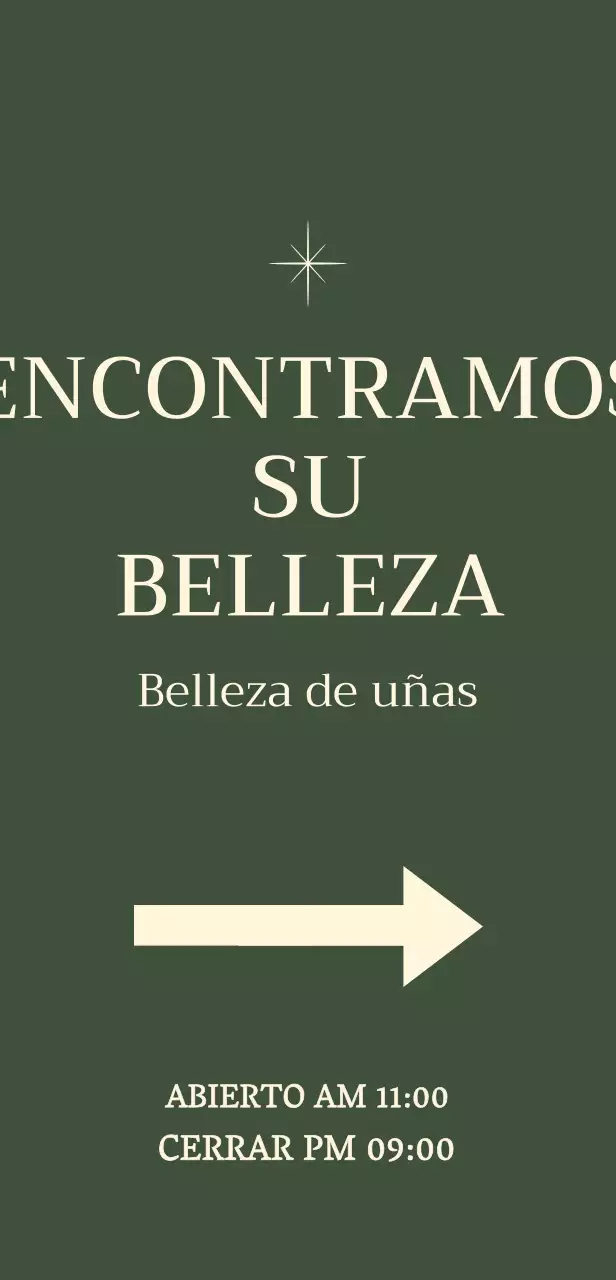 Signo de uñas con ilustración de estrella sobre fondo verde