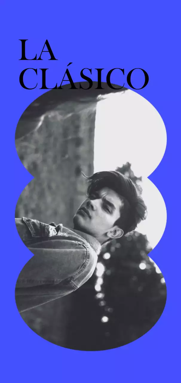 Mercancía sentimental con marcos de diferentes formas en azul, verde y negro, y fotos en blanco y negro