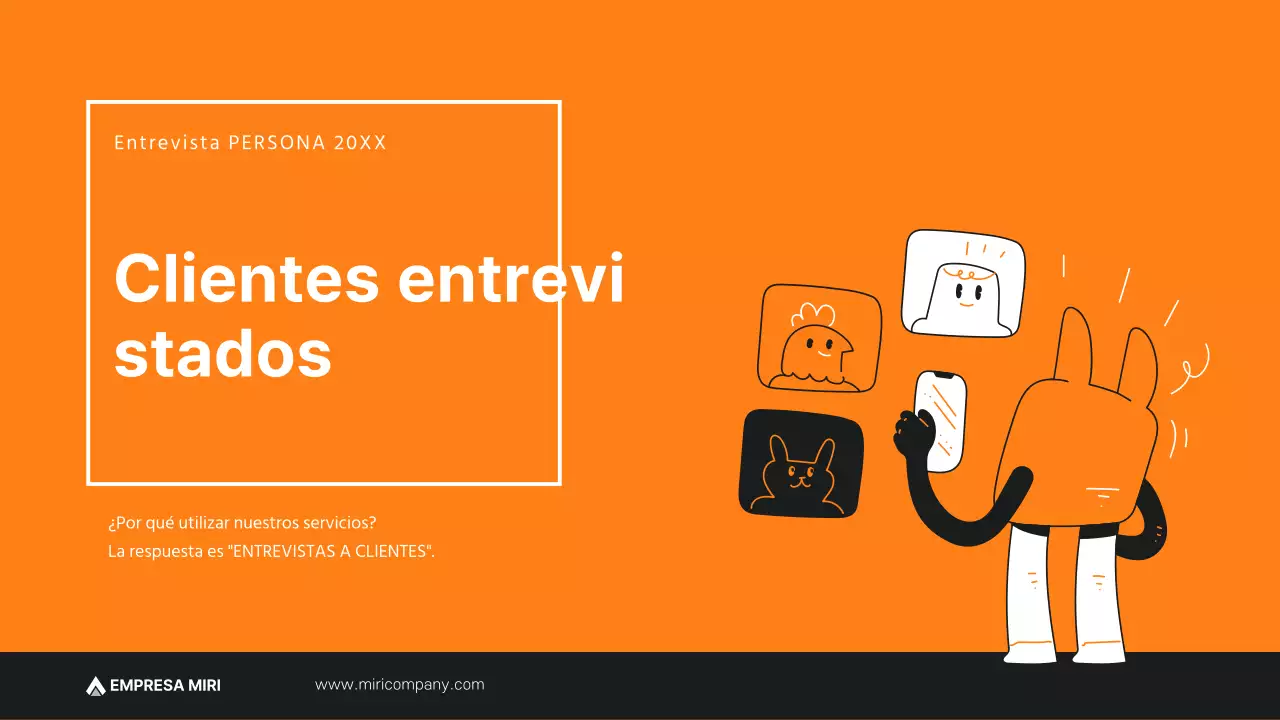 Presentación en naranja de la entrevista personal al cliente