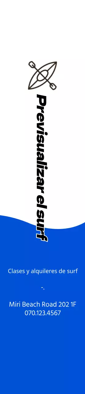 Concepto sencillo en azul marino y negro para información y promoción del surf