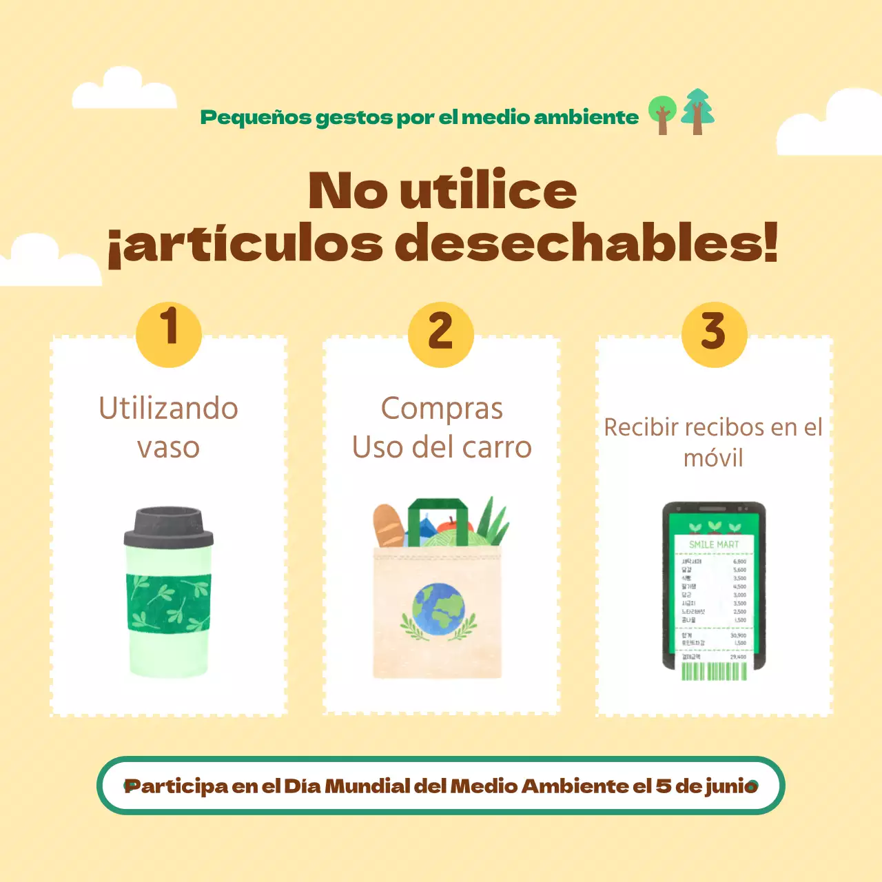 Guía de la bonita campaña verde y marrón "Reduce tus residuos" para el Día de la Tierra