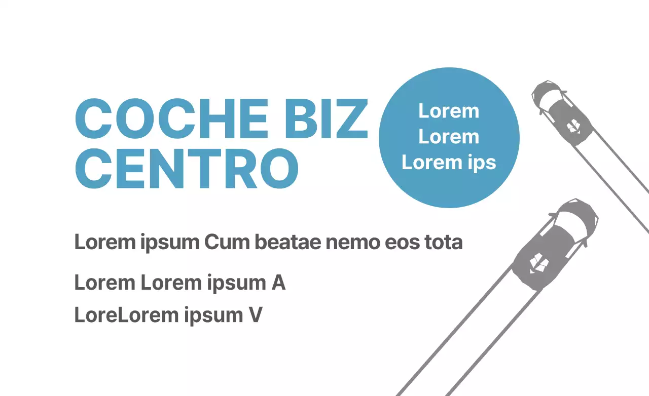 Icono de coche simple y estilo de combinación de texto en azul claro oscuro y negro para la información del centro del coche.