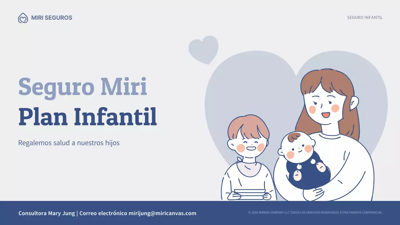 Propuesta de seguro infantil con ilustraciones en azul marino