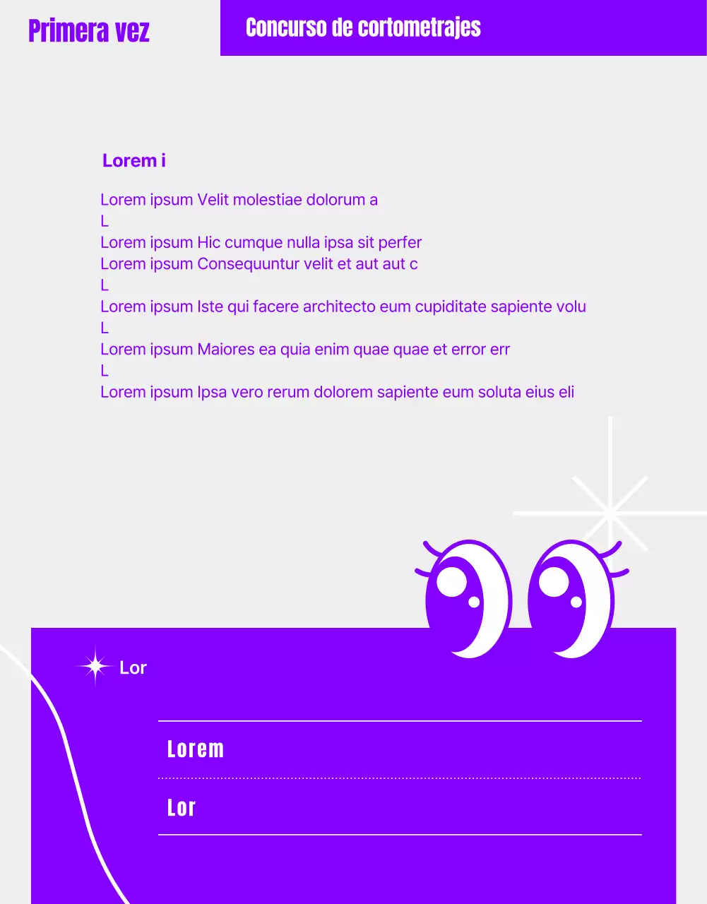 Concurso de contenidos breves de humor con imágenes geométricas moradas