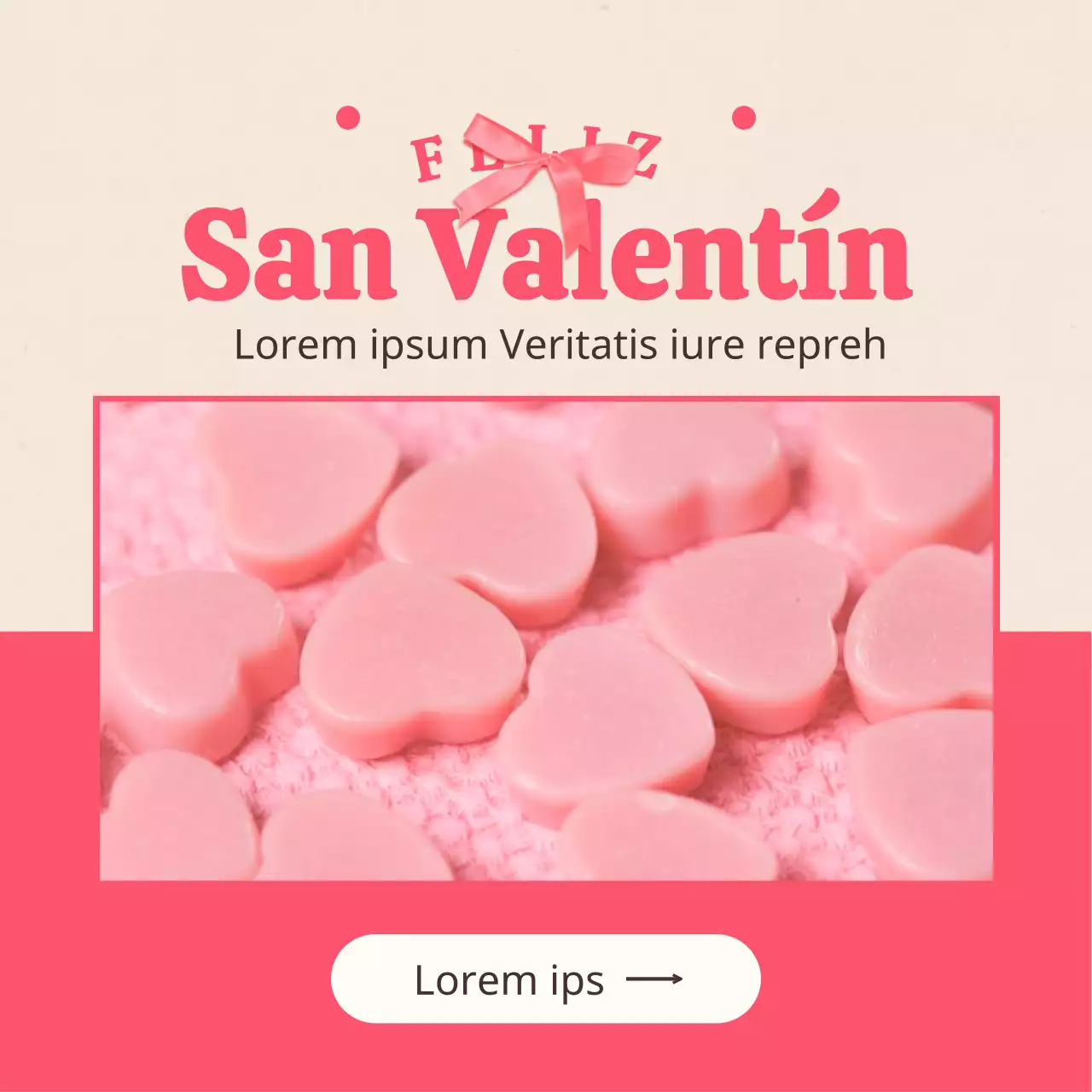 Promoción del Día Blanco con puntos de lazo sobre fondo rosa y beige