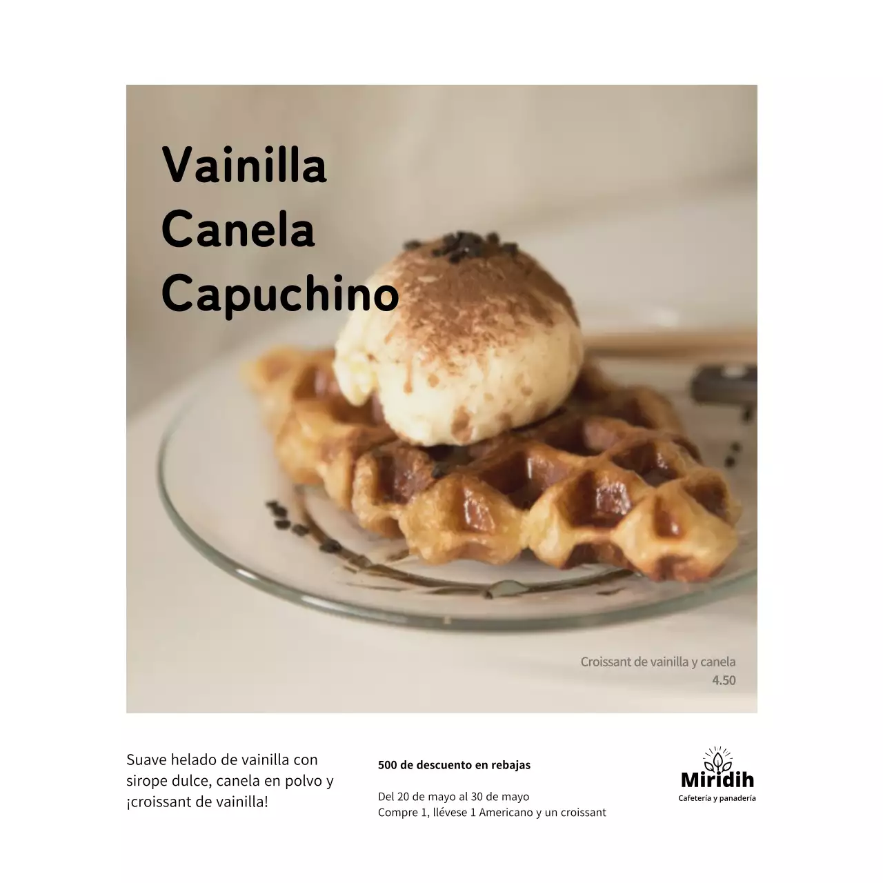 Sencillo letrero blanco cuadrado de menú de cafetería