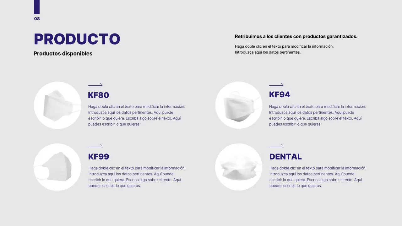 Una propuesta organizada con un gráfico circular en tonos azules
