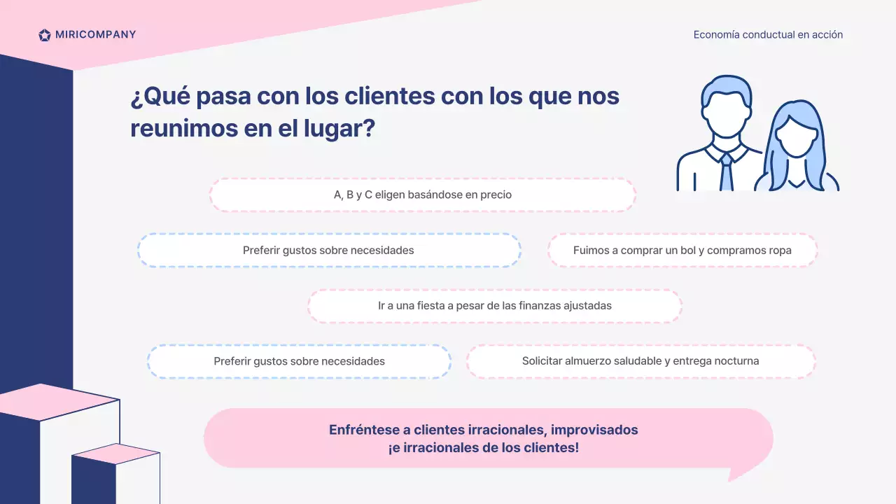 La economía del comportamiento en el campo de la presentación de la formación de vendedores rosa y azul marino