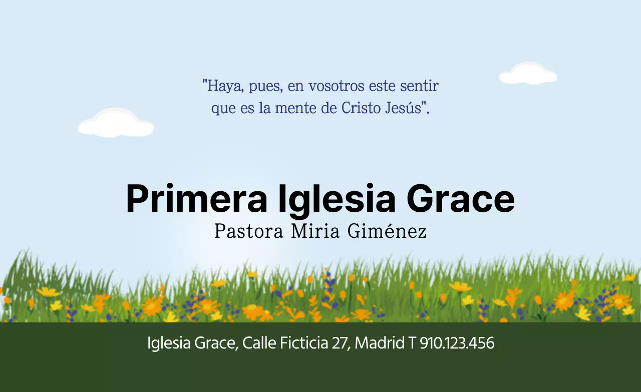 Verde cielo azul jardín de flores ilustración iglesia