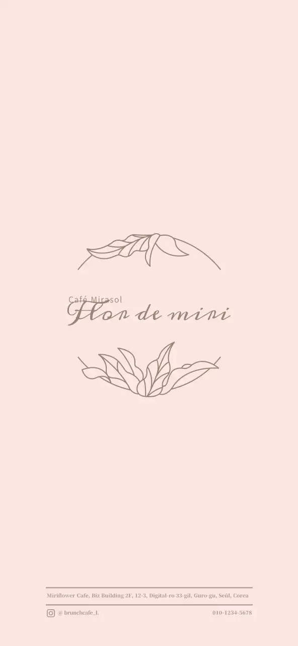 Precios de menú para una cafetería conceptual con ilustraciones sentimentales en rosa claro y marrón.