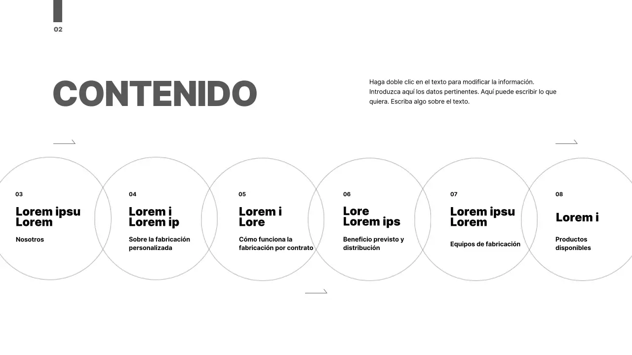 Una propuesta organizada con un gráfico circular en tonos azules