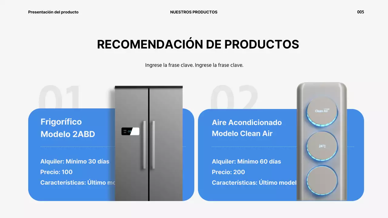 Presentación del servicio de alquiler de electrodomésticos