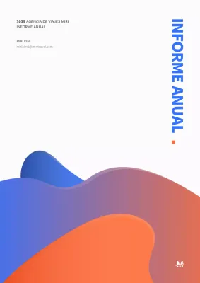 Informe anual con concepto de degradado azul y naranja