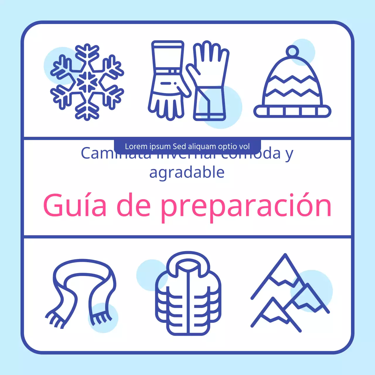 Guía de senderismo preinvernal con icono azul de invierno