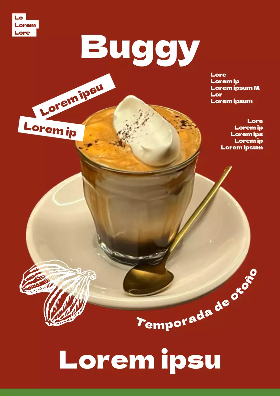 Tipografía para promocionar un nuevo menú de cafetería otoñal con aires de mediados de siglo.