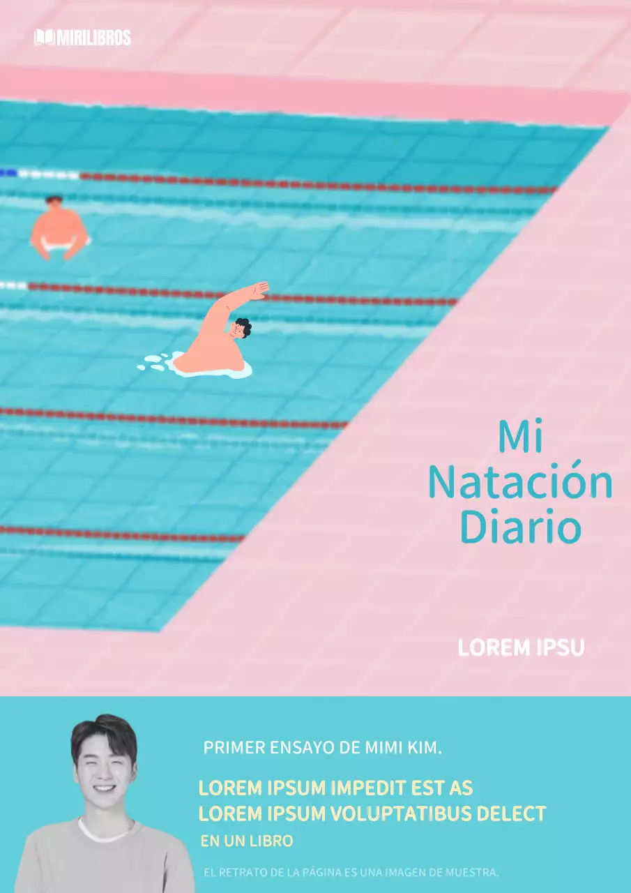 Rosa Celeste Linda Ilustración de Natación Diario de Natación