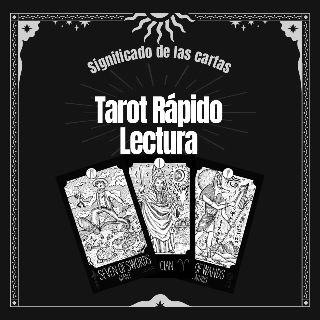 Una introducción a las cartas del Tarot con un concepto Art Déco en blanco y negro