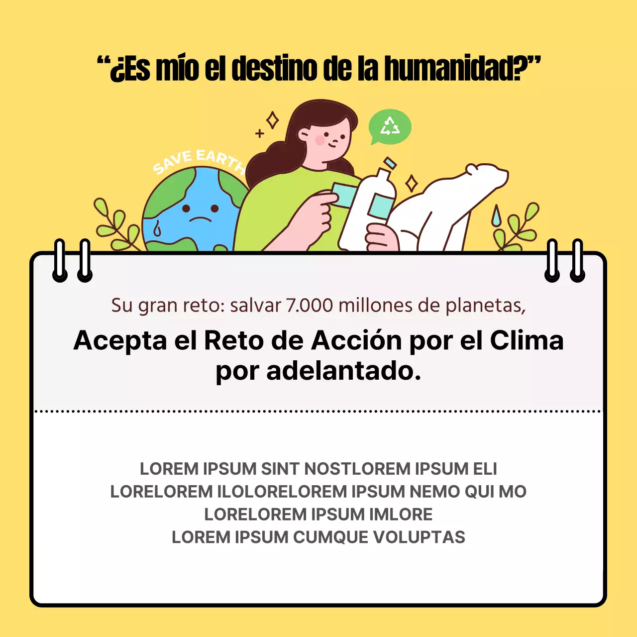 Promover un sencillo reto magenta y amarillo de acción por el clima