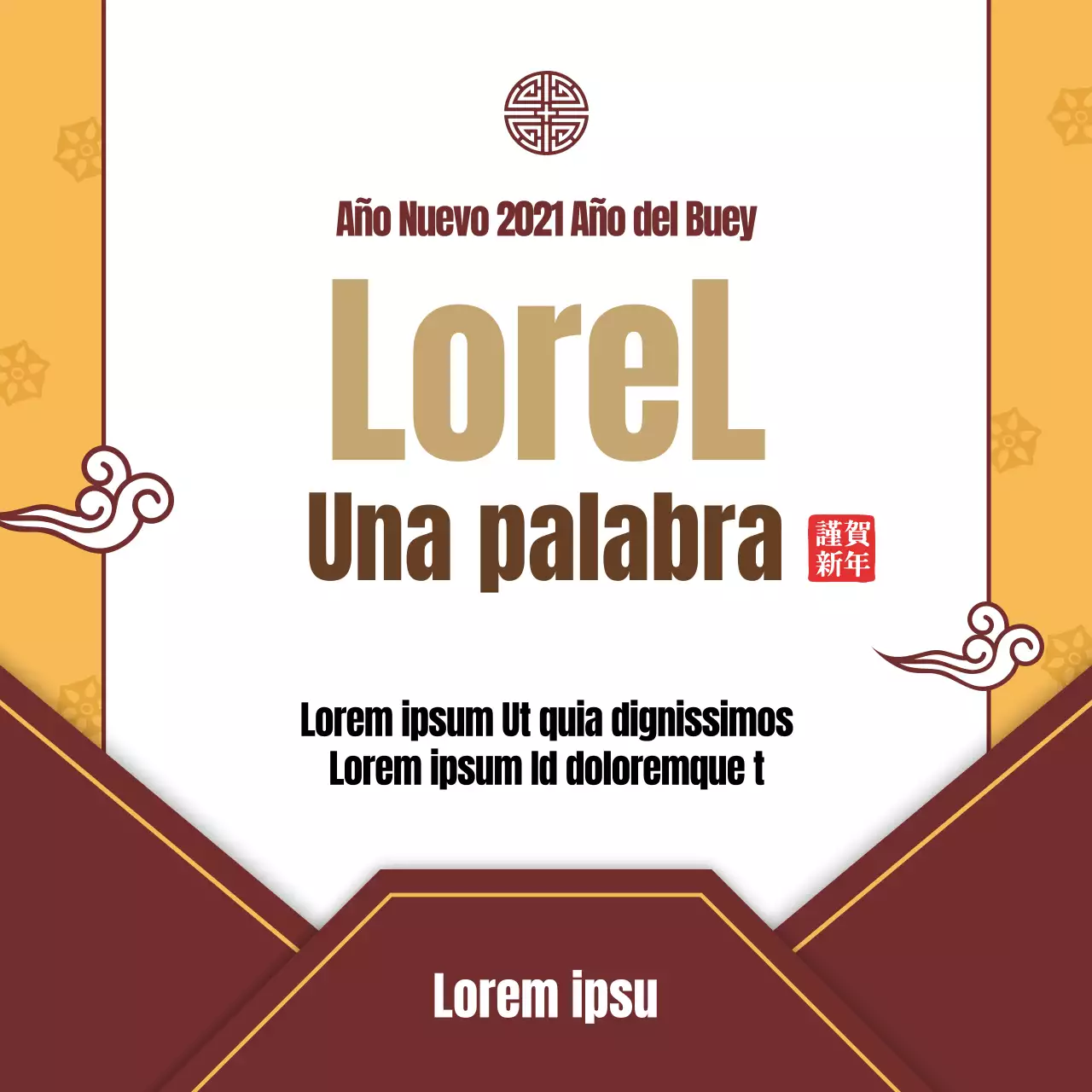 Sobre de carta amarillo-marrón Mantra de Año NuevoEvento