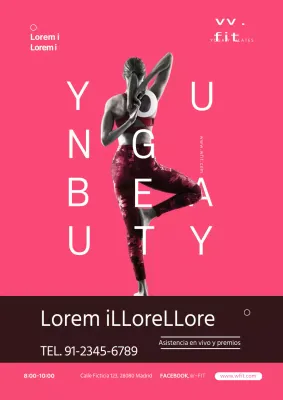 Elegante folleto de evento para estudio de Pilates en rosa y negro