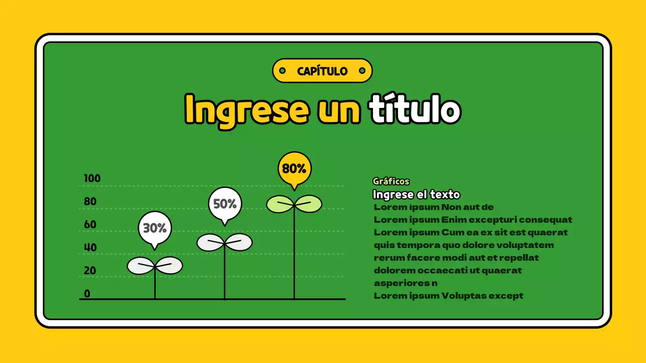 Simpática infografía de gráficos verticales amarillos y verdes