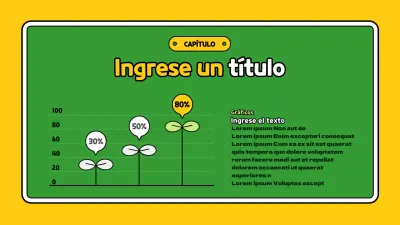 Simpática infografía de gráficos verticales amarillos y verdes