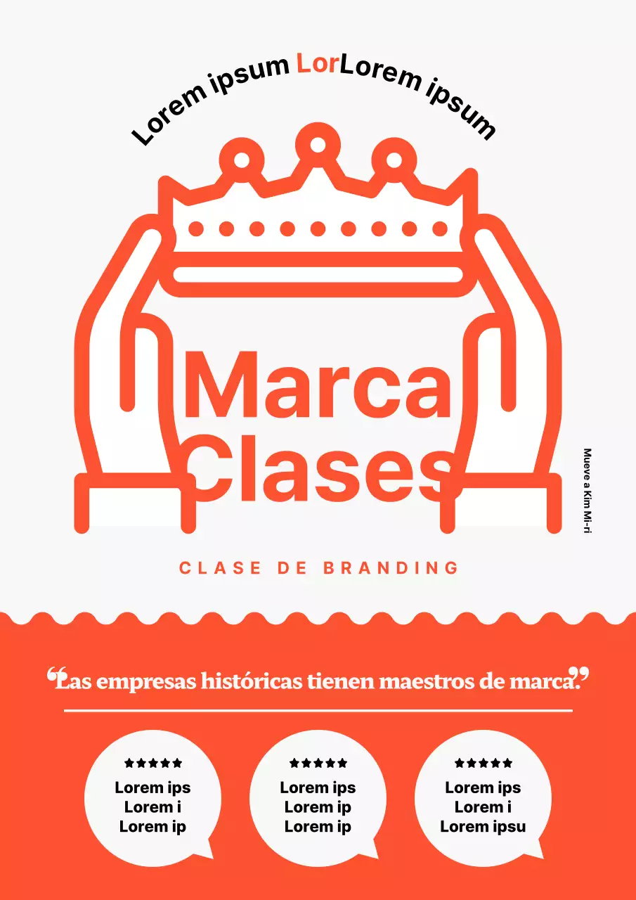 Marca sencilla en naranja y blanco para promocionar las clases