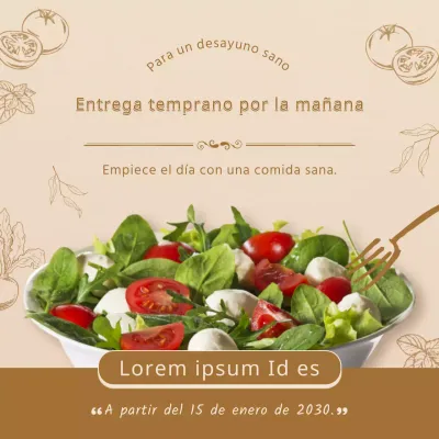 Ensalada marrón y beige aviso de entrega de madrugada