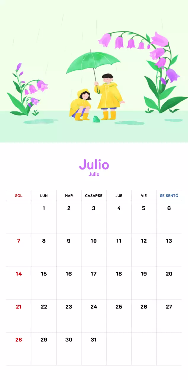 Un cálido calendario ilustrado de Año Nuevo