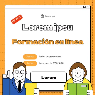 Educación en línea para futuros padres de alumnos de enseñanza media con fondo naranja de ventana de Internet