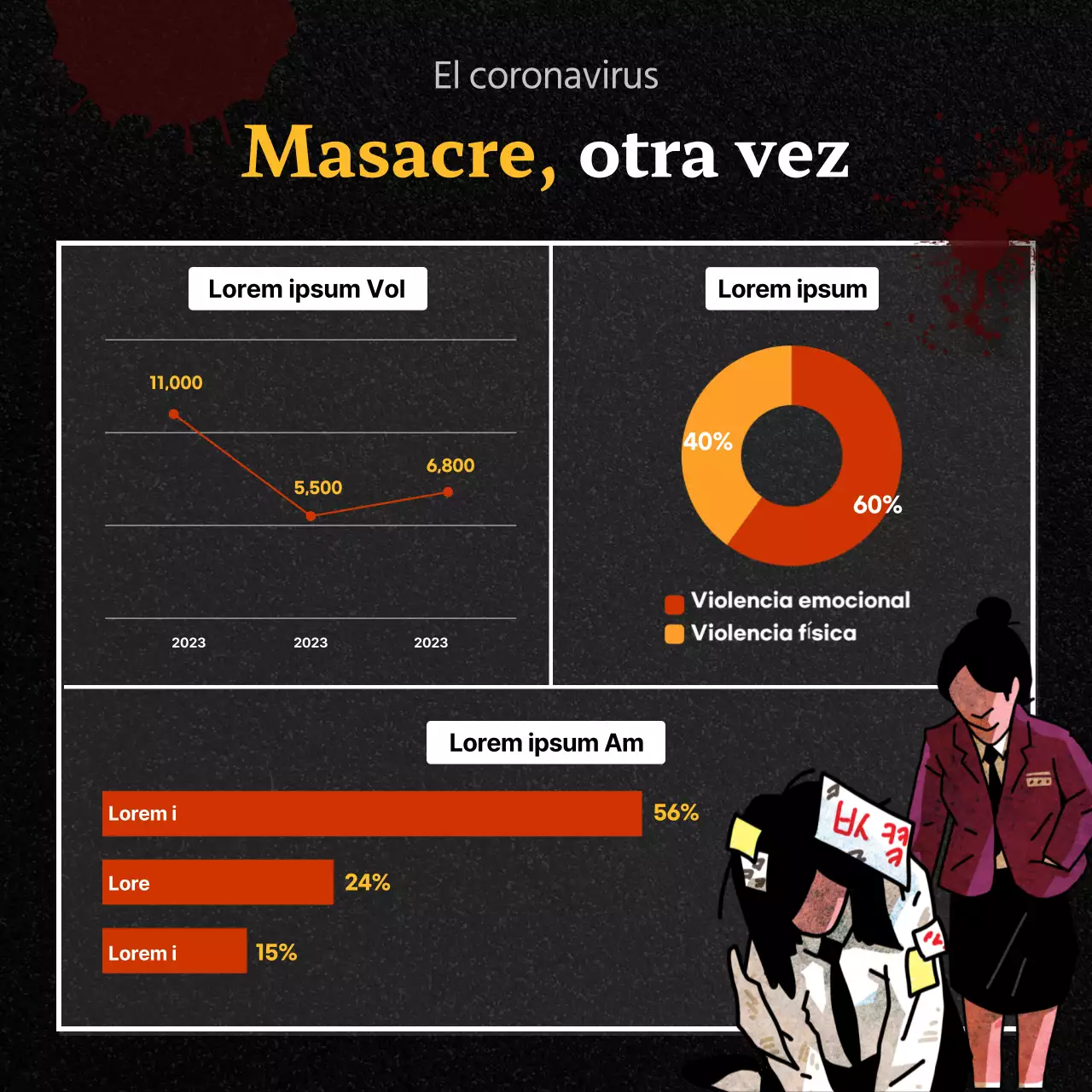 Puesto del Centro de Asesoramiento para la Prevención del Acoso Escolar en negro y rojo