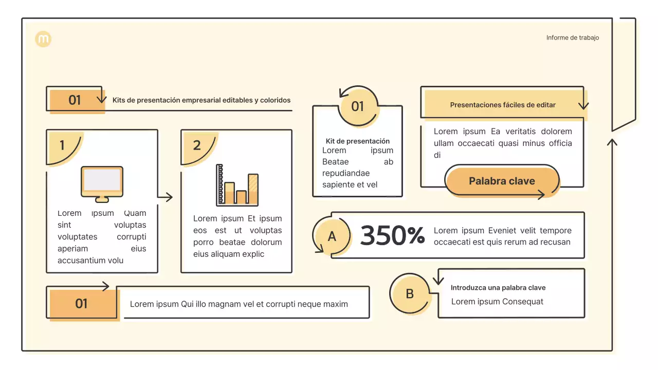 Formas puntiagudas con flechas en amarillo claro Kit de presentación empresarial