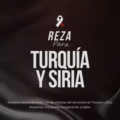 Condolencias por los daños causados por el terremoto con énfasis de texto sobre fondo negro