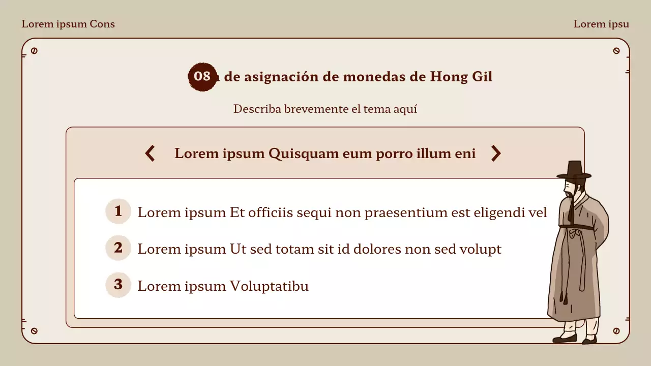Honggil moneda lecciones de idiomas en beige y marrón