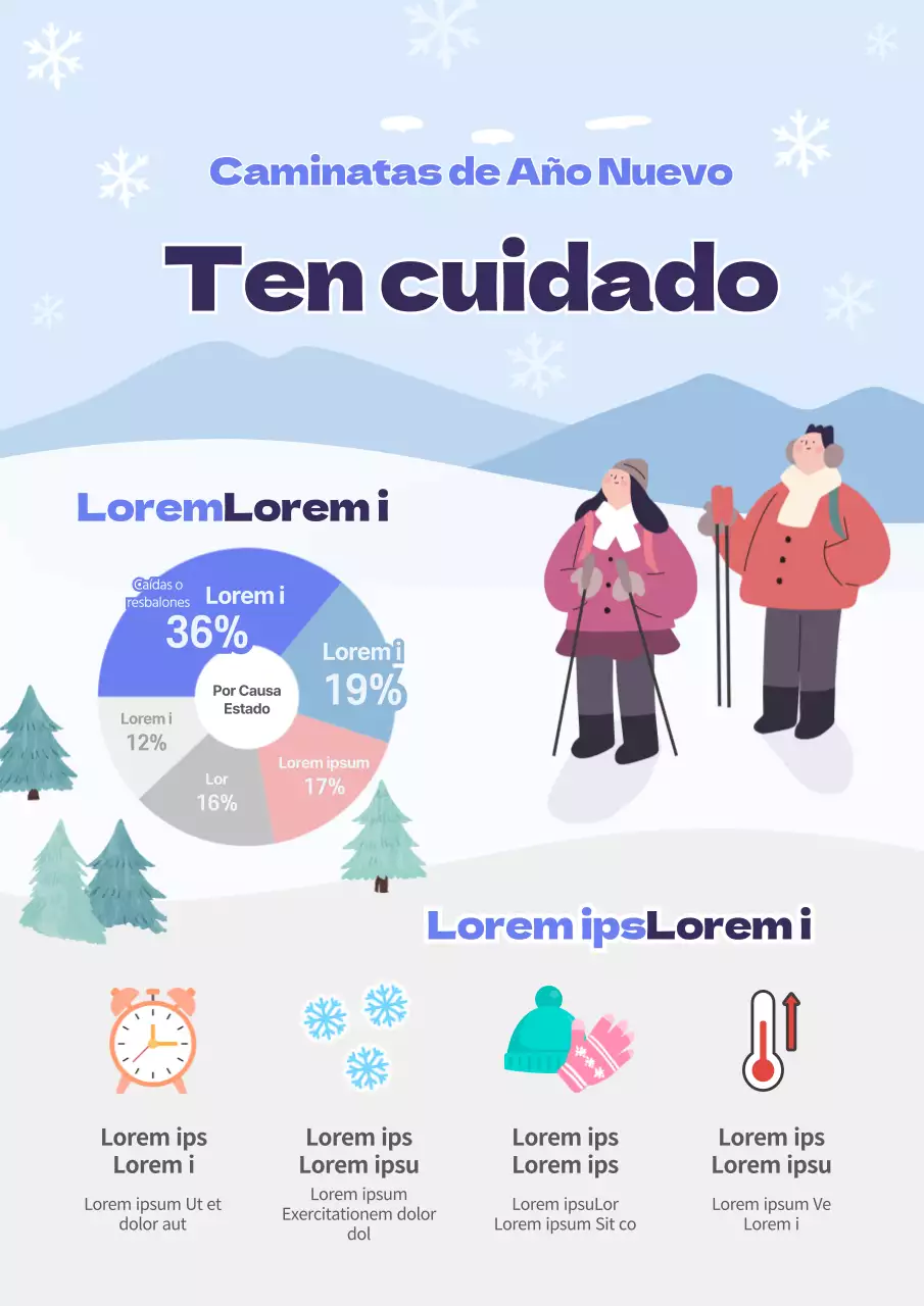 Tema montañismo invernal azul