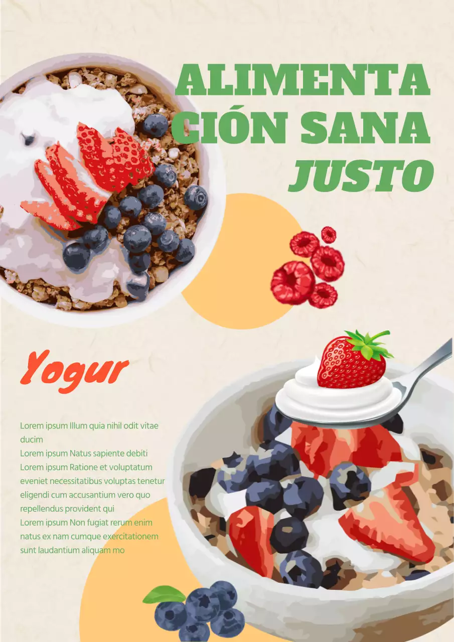 Feria de alimentos saludables a base de yogur con fondo amarillo