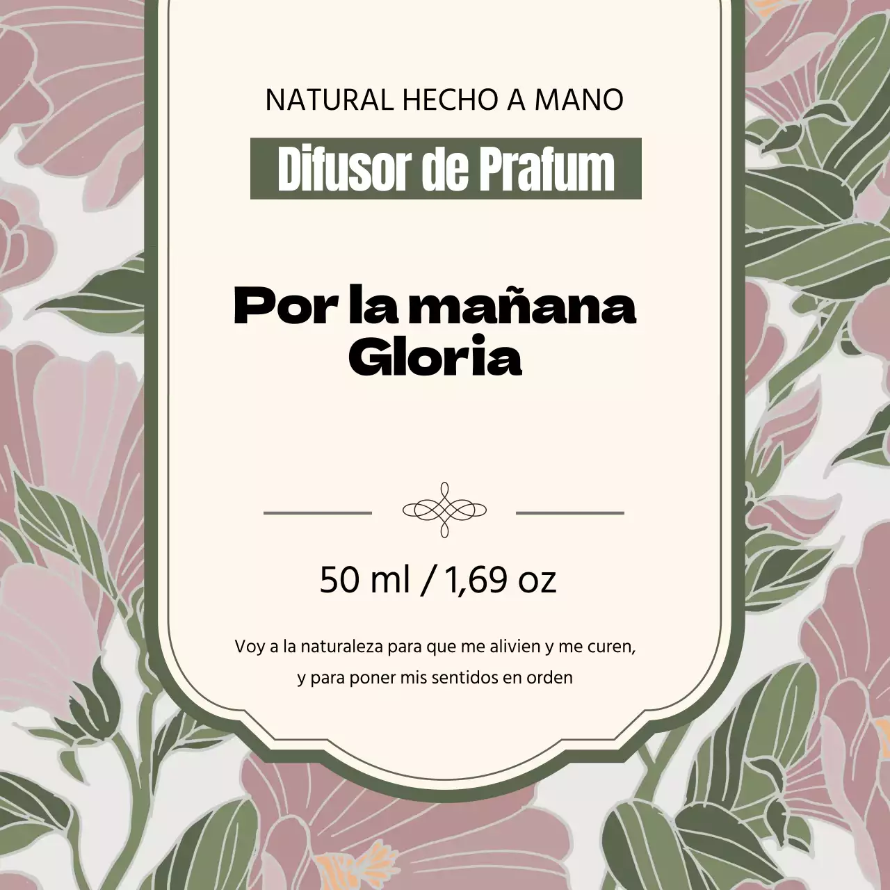 Etiqueta de perfume vintage con ilustración verde