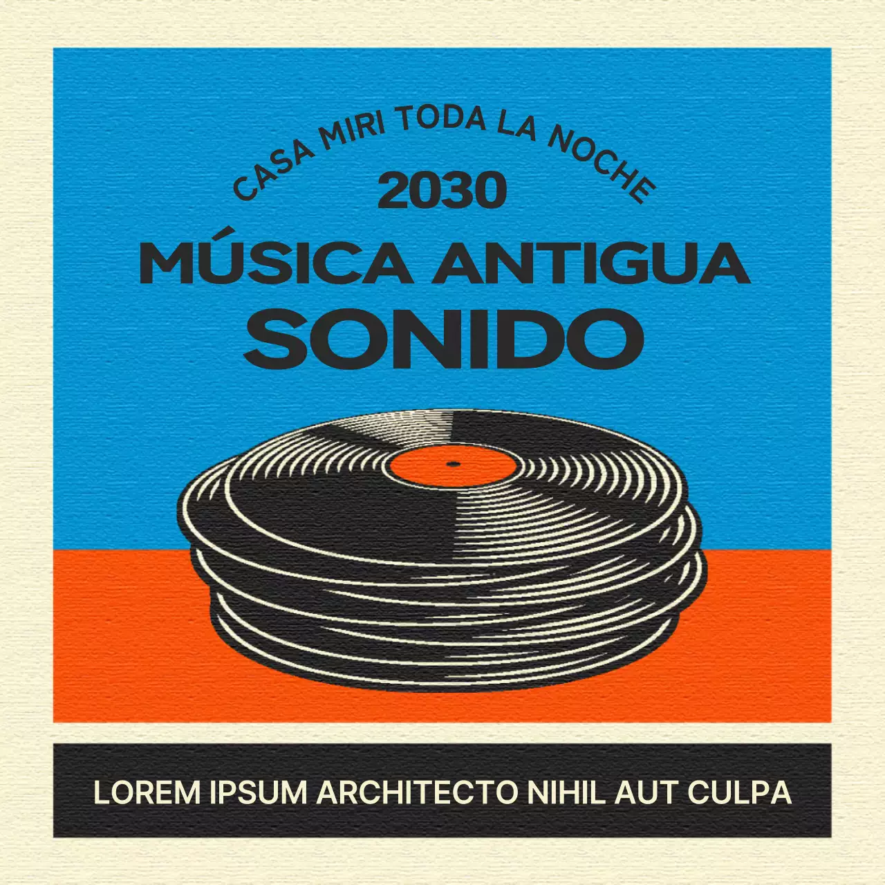 Promociona tu concierto con un toque retro en rojo y azul