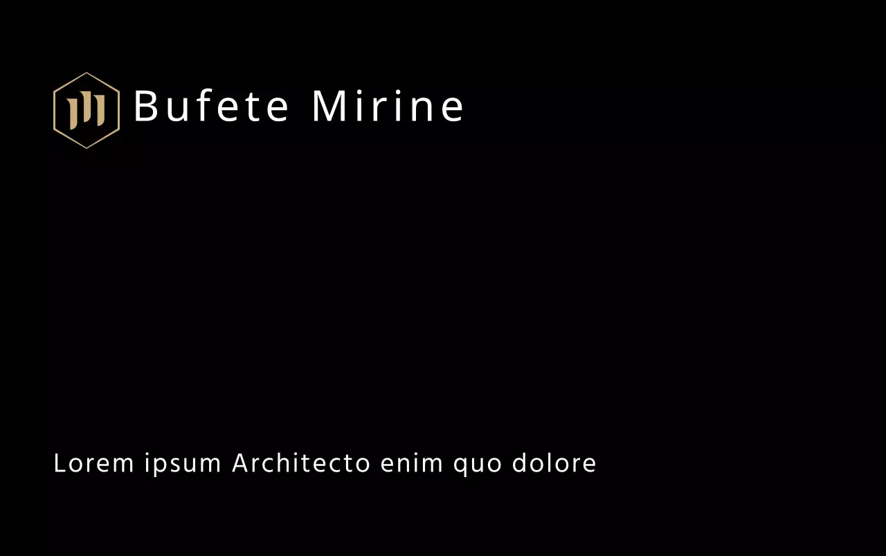 Promocionar un bufete de abogados con un concepto lujoso con un logotipo dorado y negro.