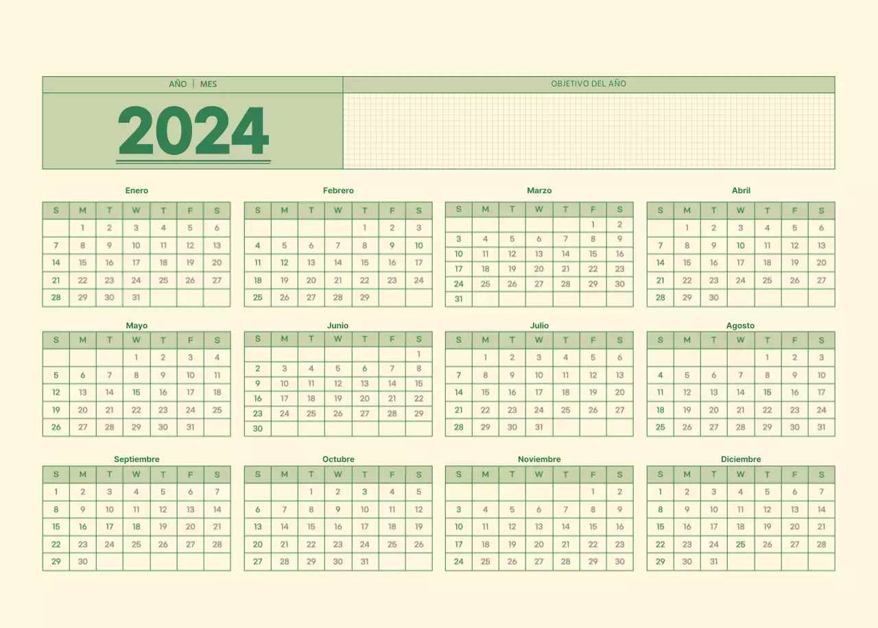SAT Calendario de pared con concepto de bloc de notas del día D en verde y amarillo claro