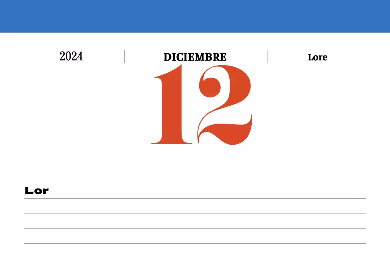 Calendario nostálgico de concepto retro en rojo y azul