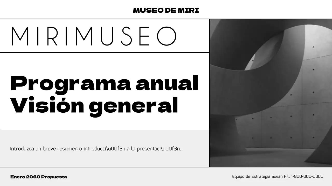 Planificación de un programa museístico moderno en negro y morado