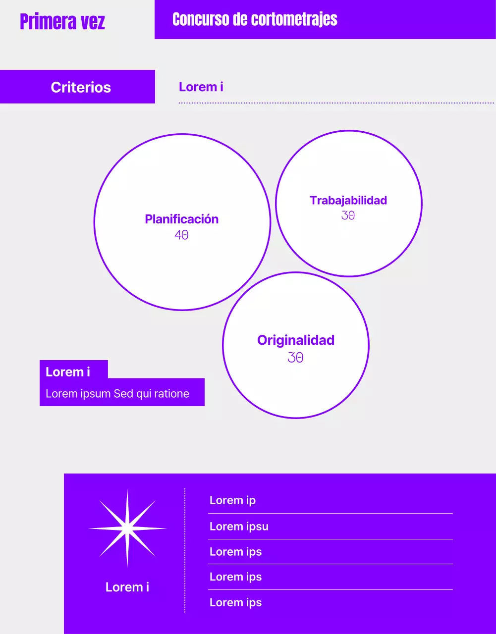 Concurso de contenidos breves de humor con imágenes geométricas moradas