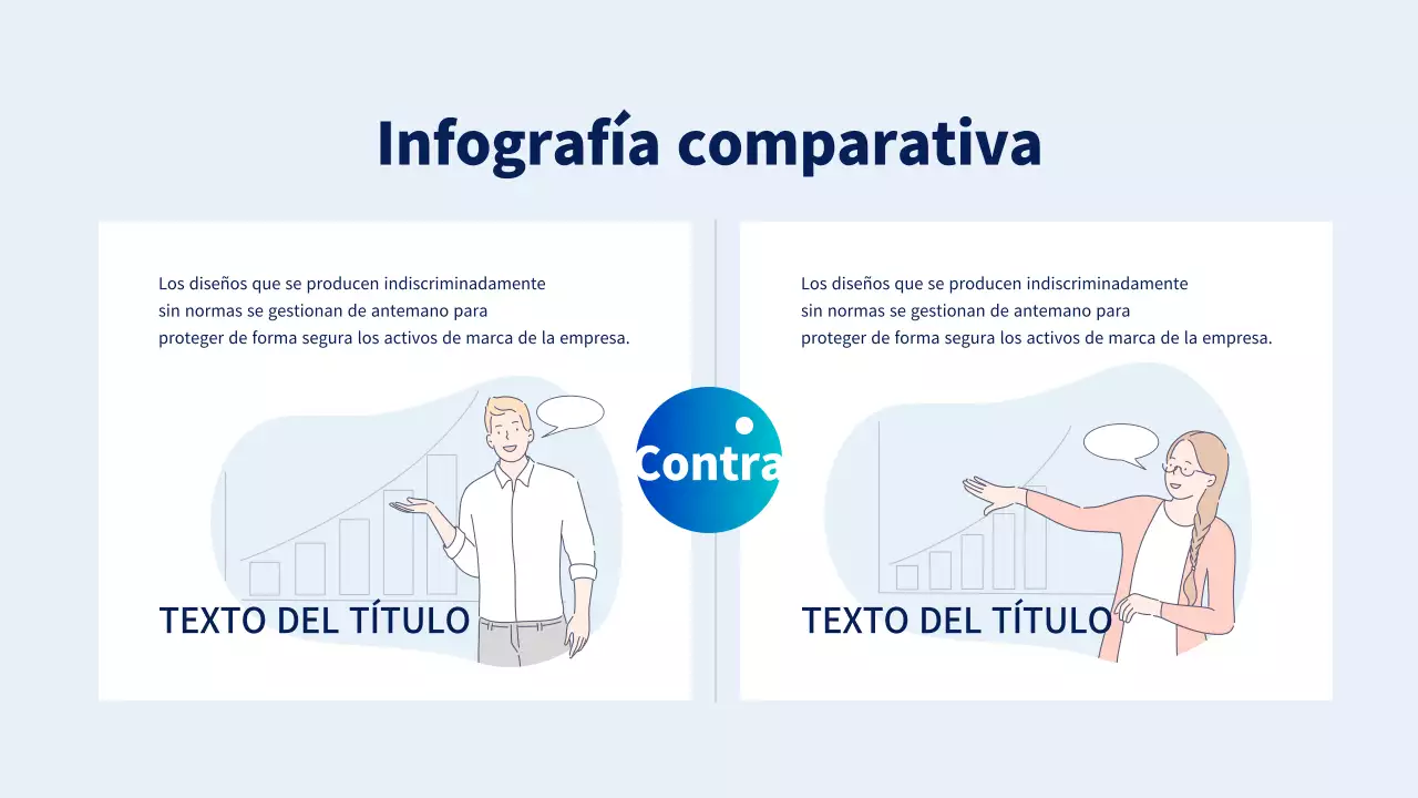 Infografía comparativa con una ilustración de líneas azules y celestes del panorama competitivo
