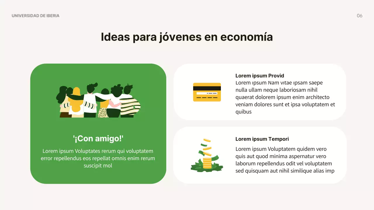 Materiales sencillos de color amarillo y marrón para la educación económica de los jóvenes